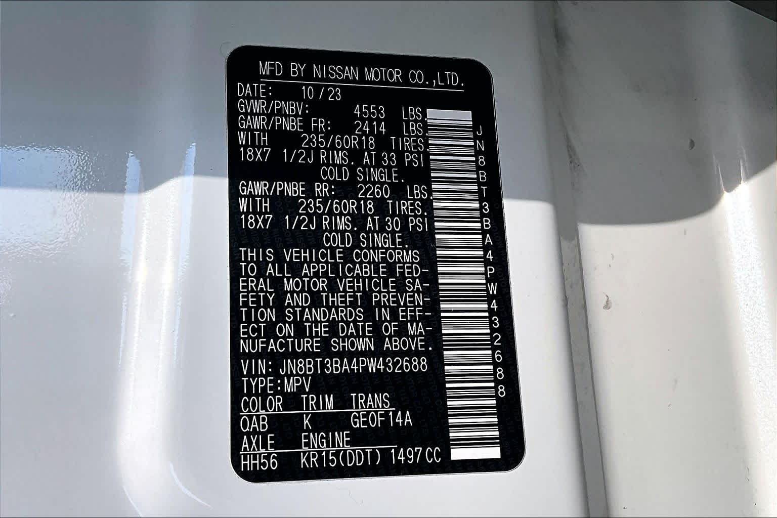 Certified Used 2023 Pearl White Tricoat Nissan SV image 34