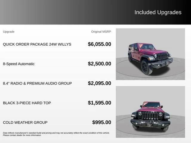 Used 2021 Red Jeep Unlimited Willys image 4