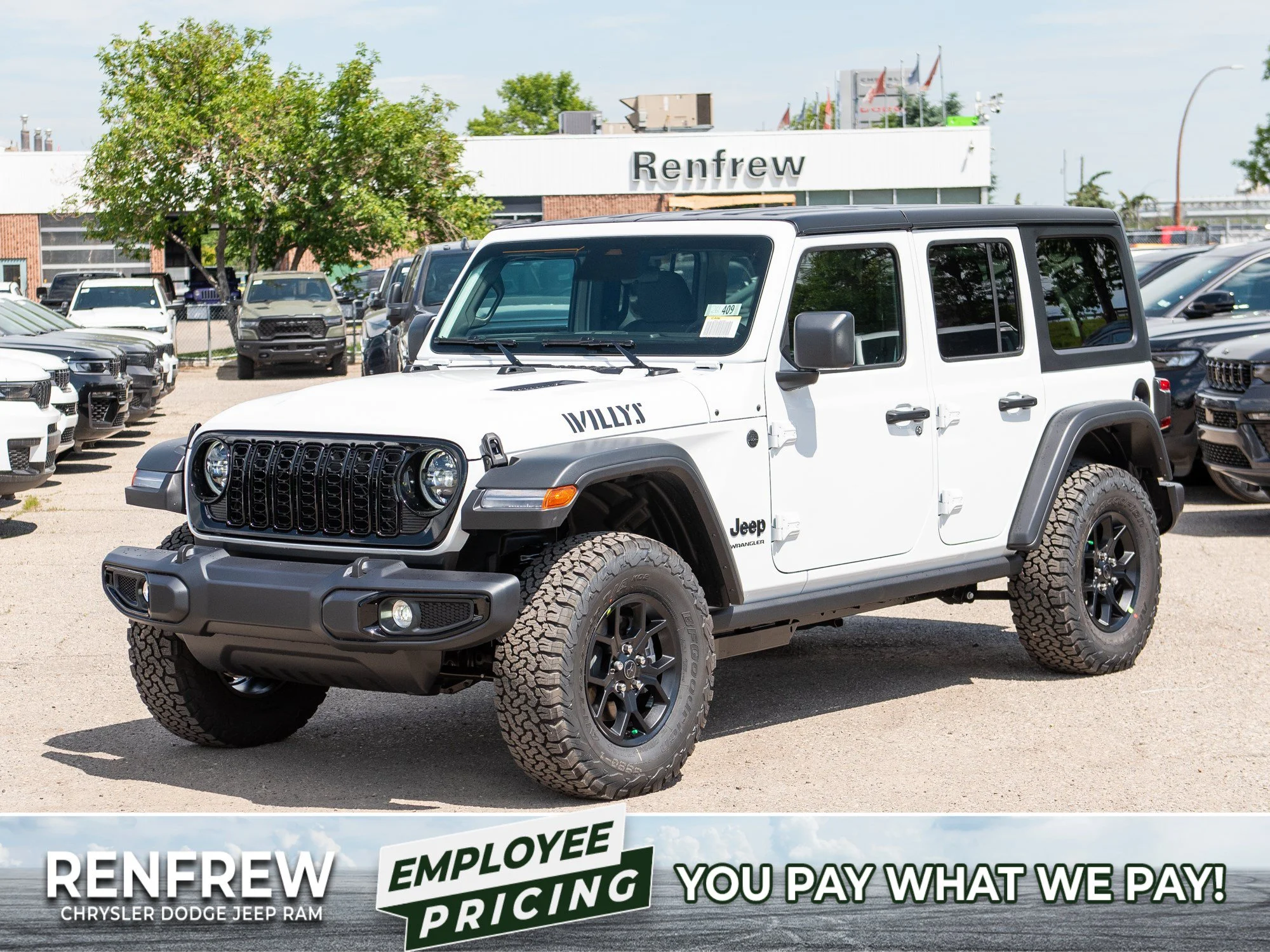 New 2026 White Jeep Willys* 4 Door 4x4, Rear Locker, Safety Group, Heated Seats/Wheel image 1