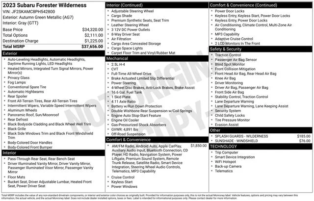 Used 2023 Green Subaru Wilderness image 2