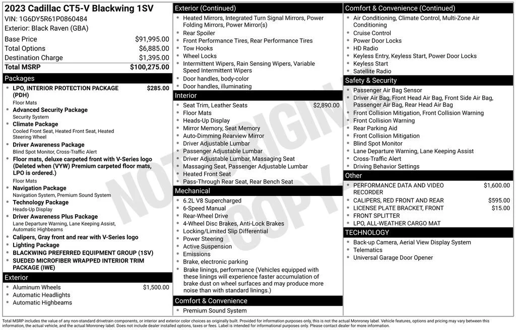 Certified Used 2023 Black Raven Cadillac V-Series Blackwing image 44