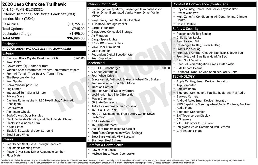 Certified Used 2020 Black Jeep Trailhawk image 8