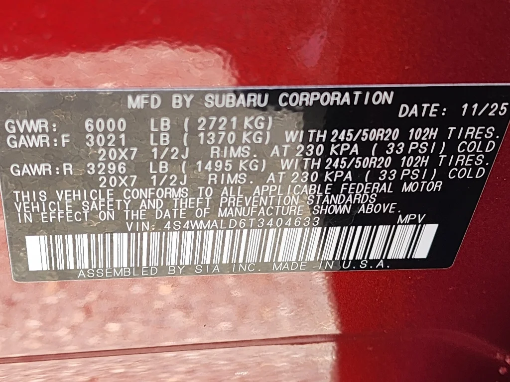 Used 2026 Crimson Red Pearl Subaru Onyx Edition Touring image 38