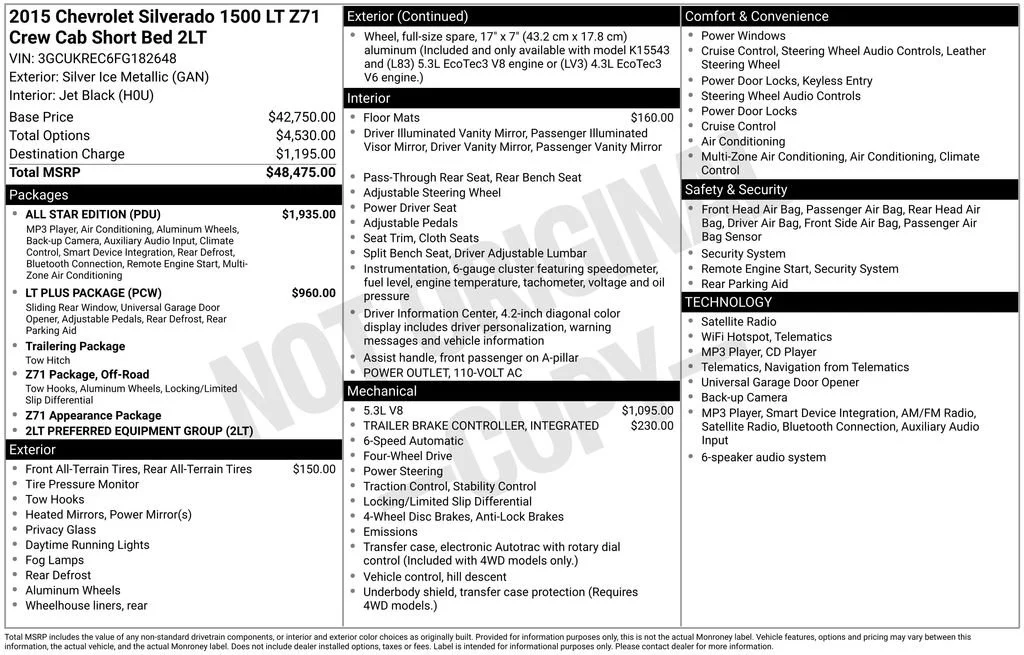 Certified 2015 Chevrolet Silverado 1500 LT with VIN 3GCUKREC6FG182648 for sale in Orfordville, WI