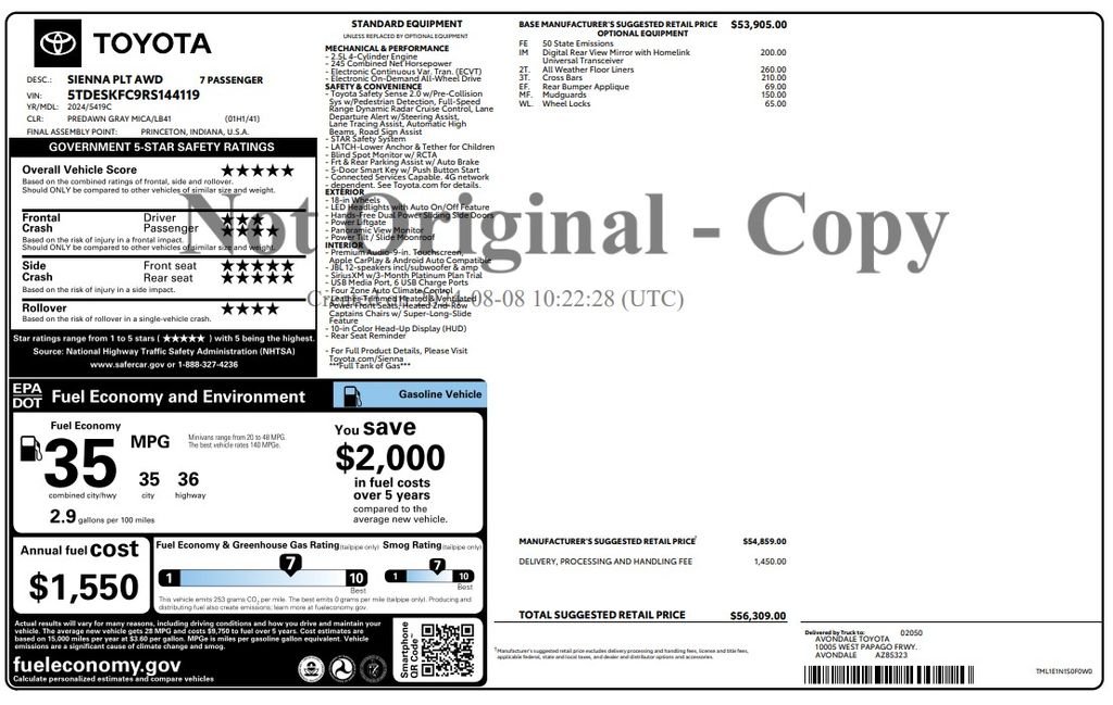 Used 2024 Gray Toyota Platinum 7 Passenger image 4