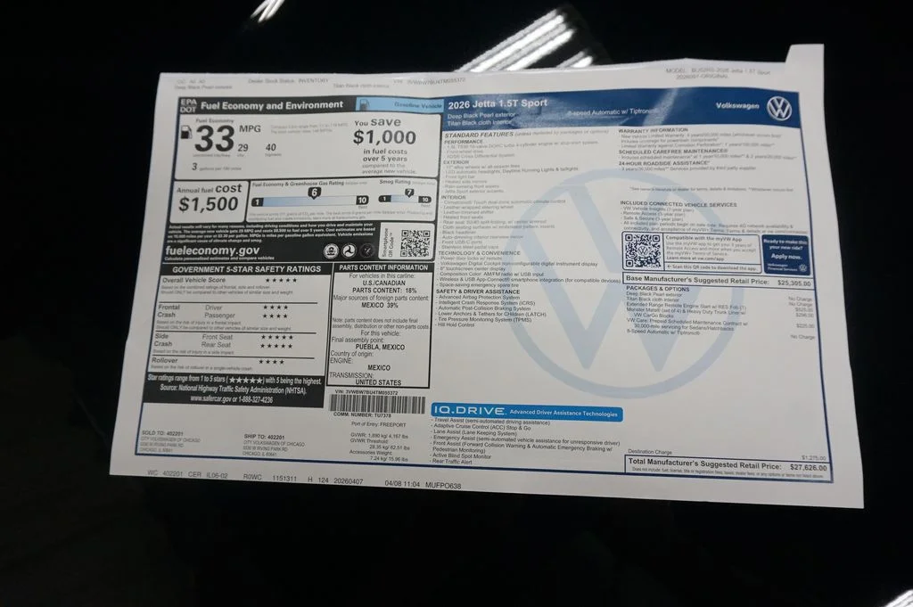 New 2026 Deep Black Volkswagen 1.5T Sport image 30