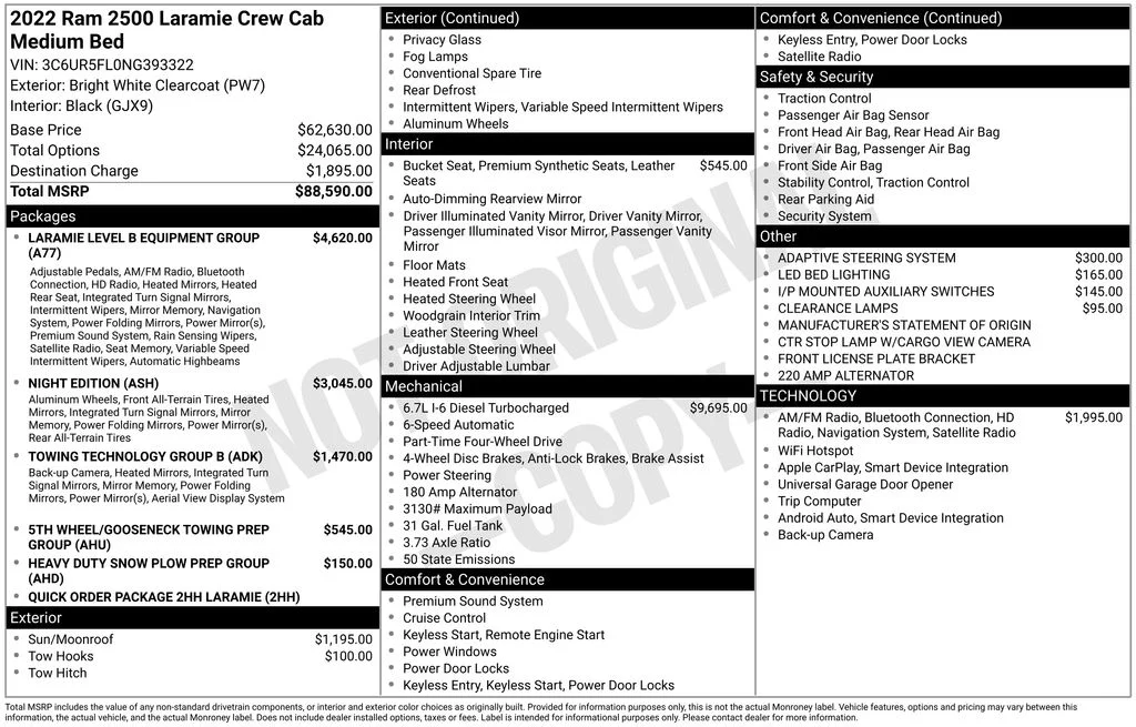 Used 2022 RAM Ram 2500 Pickup Laramie with VIN 3C6UR5FL0NG393322 for sale in Elk River, Minnesota