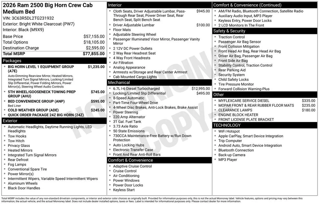 New 2026 Bright White Clearcoat RAM Big Horn image 6