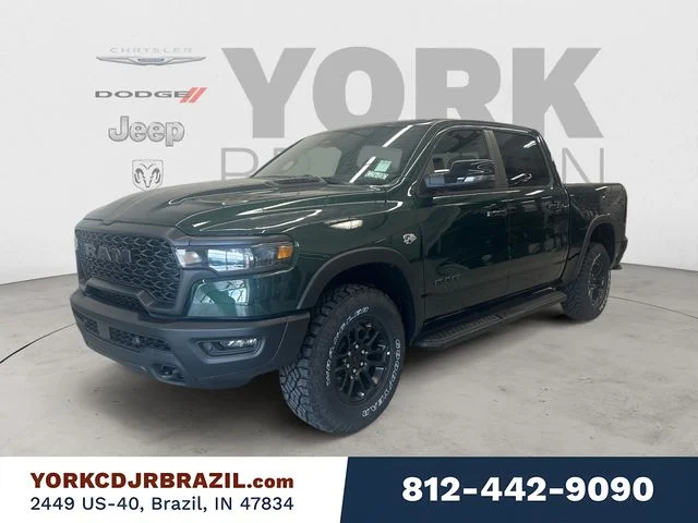 Serrano-Green Metallic Exterior Paint 2026 RAM 1500 Rebel Crew Cab 4WD Pickup Truck Four-Wheel Drive