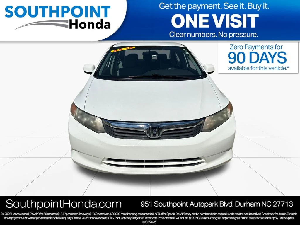 Used 2012 Honda Civic LX with VIN 2HGFB2F54CH328767 for sale in Durham, NC