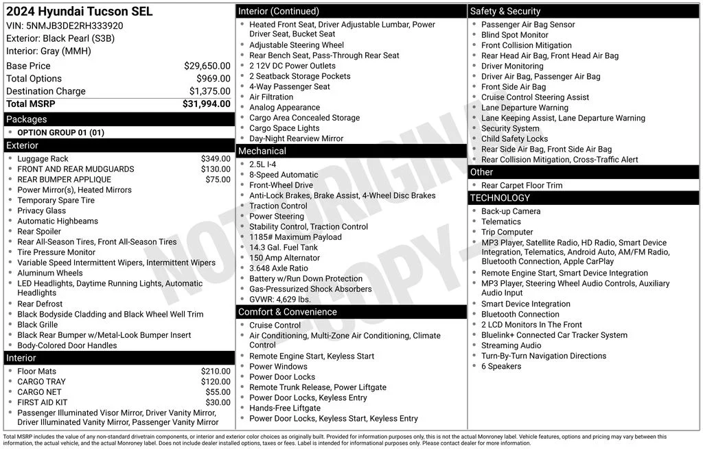 Used 2024 Black Hyundai SEL image 3