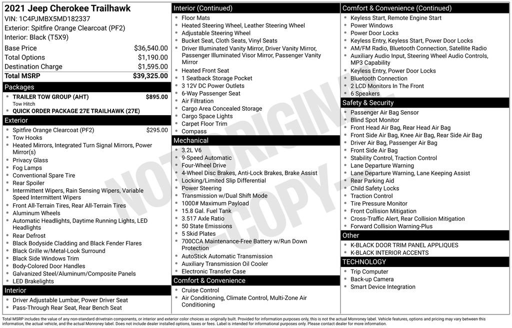 Certified Used 2021 Orange Jeep Trailhawk image 6