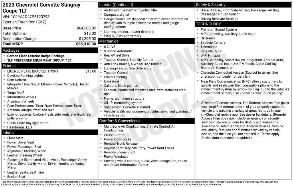 Used 2023 Red Chevrolet Stingray image 2