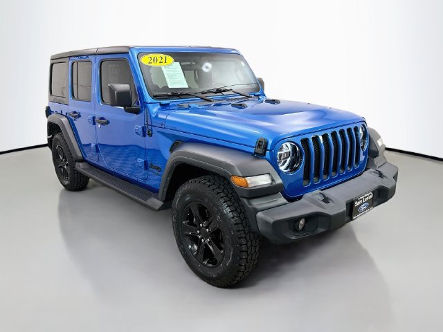 Used 2021 Blue Jeep Unlimited Sport Altitude image 1
