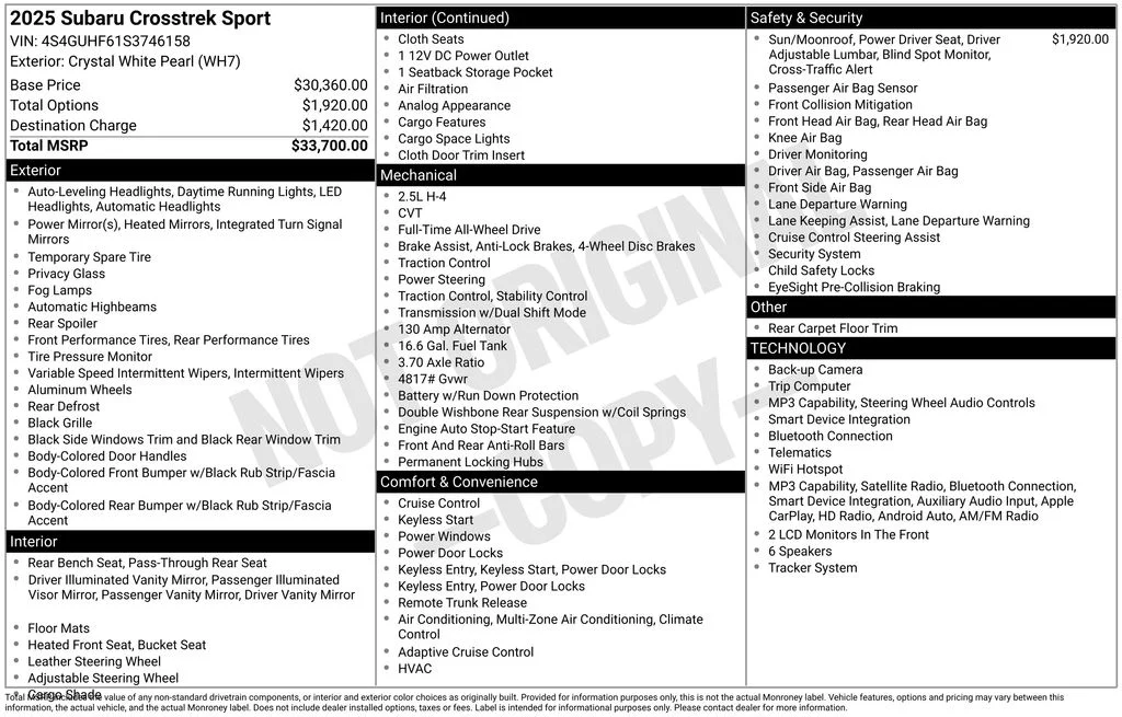 Certified Used 2025 White Subaru Sport image 26