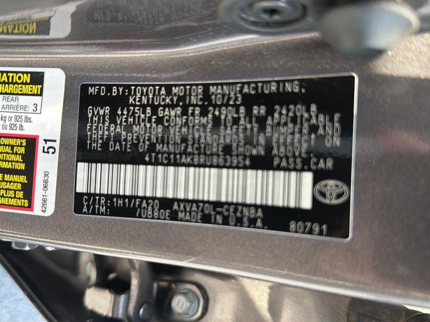 Used 2024 Predawn Gray Mica Toyota LE image 40