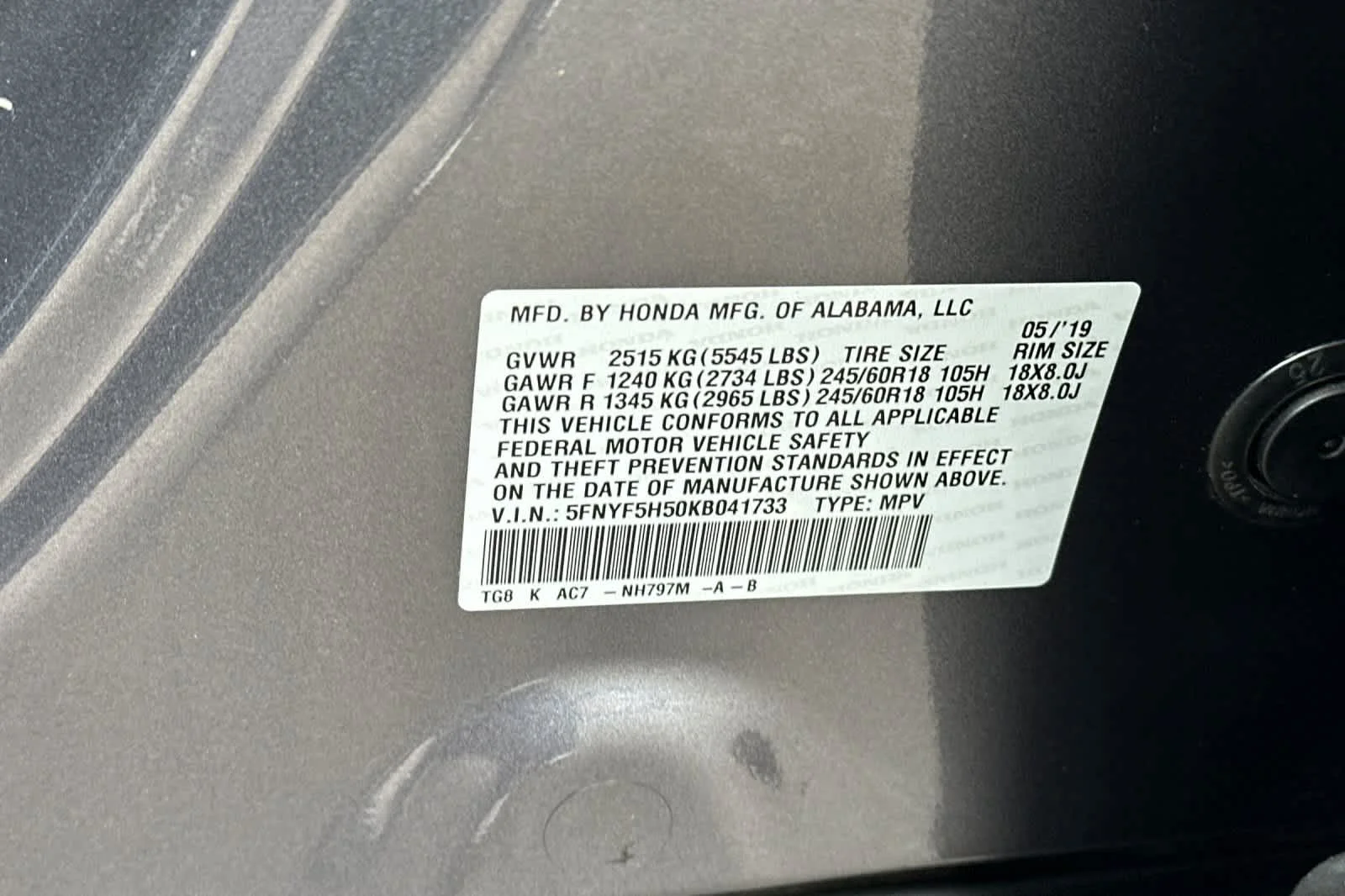 Used 2019 Modern Steel Metallic Honda EX-L image 35
