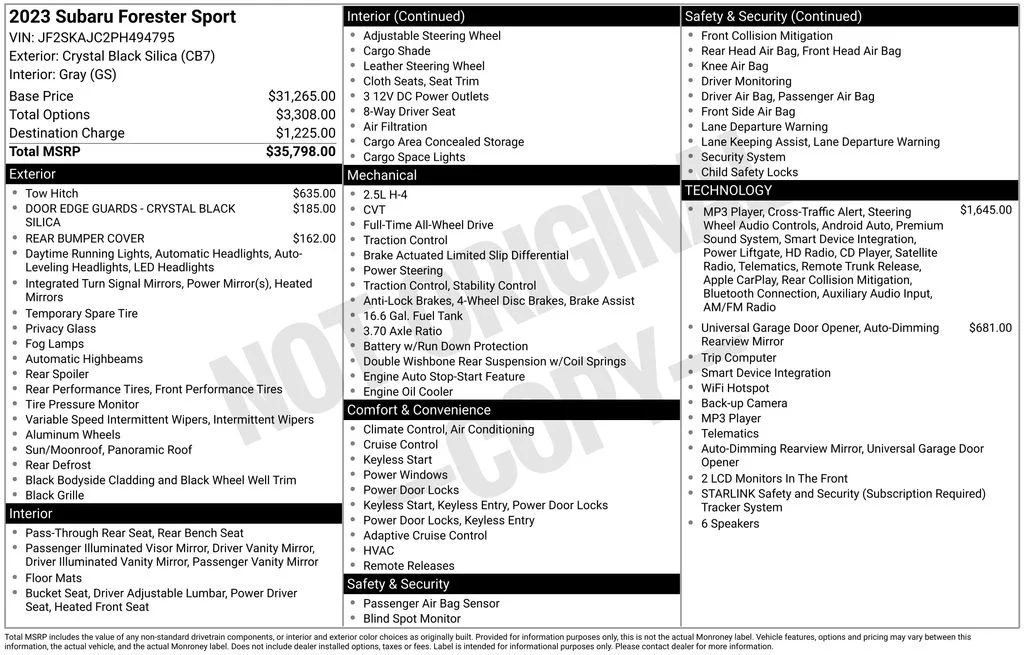Used 2023 Black Subaru Sport image 36
