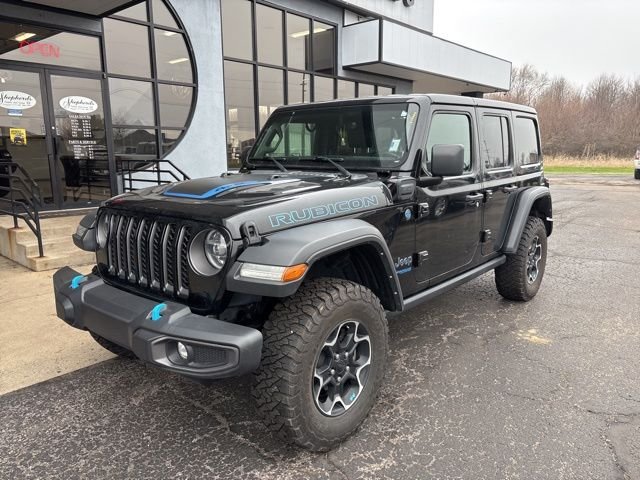 Used 2022 Jeep Wrangler Unlimited Rubicon 4XE with VIN 1C4JJXR65NW150286 for sale in Auburn, IN