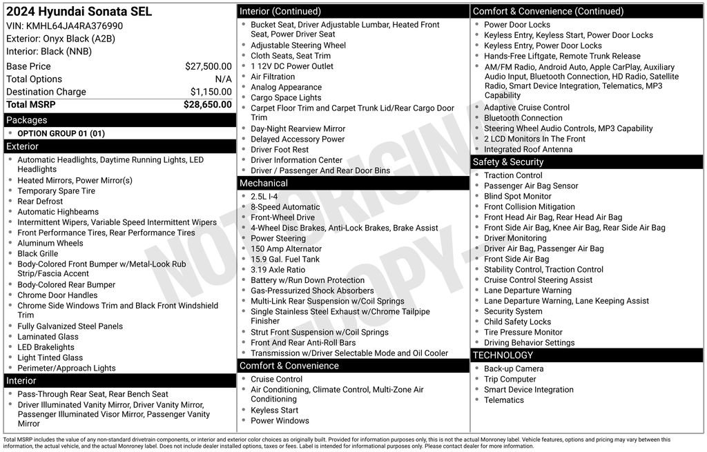 Used 2024 Black Hyundai SEL image 2