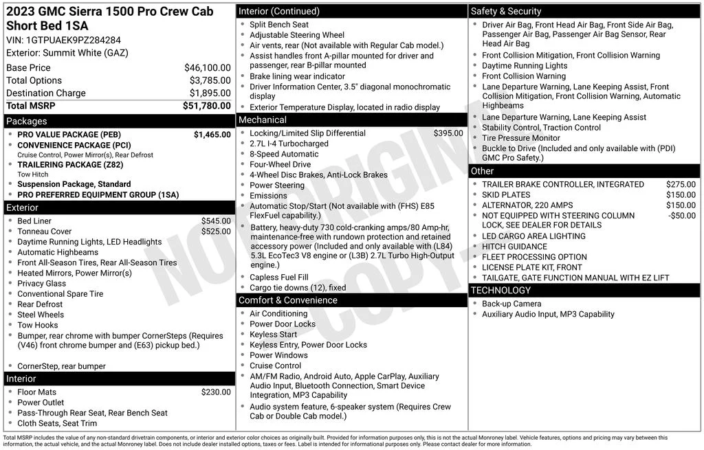 2023 GMC Sierra 4WD Crew Cab Short Box Pro's photo