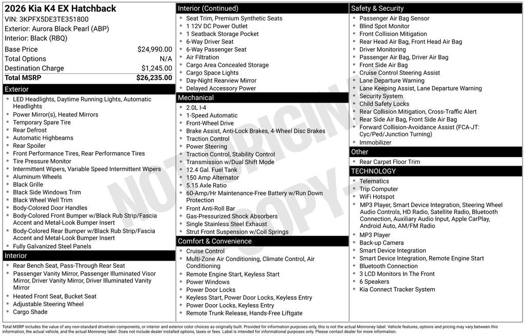New 2026 Aurora Black Pearl Kia EX image 28