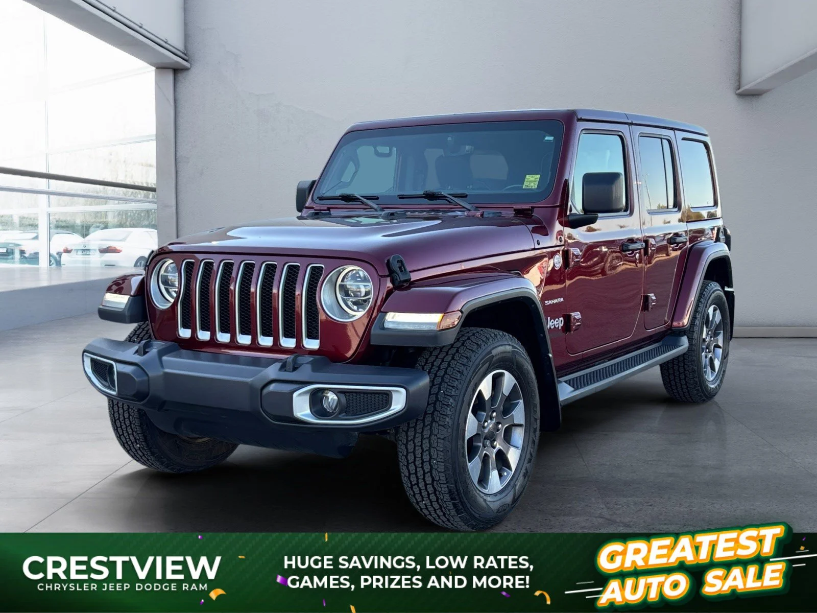 Certified Used 2021 Snazzberry Pearl Jeep Unlimited Sahara image 1