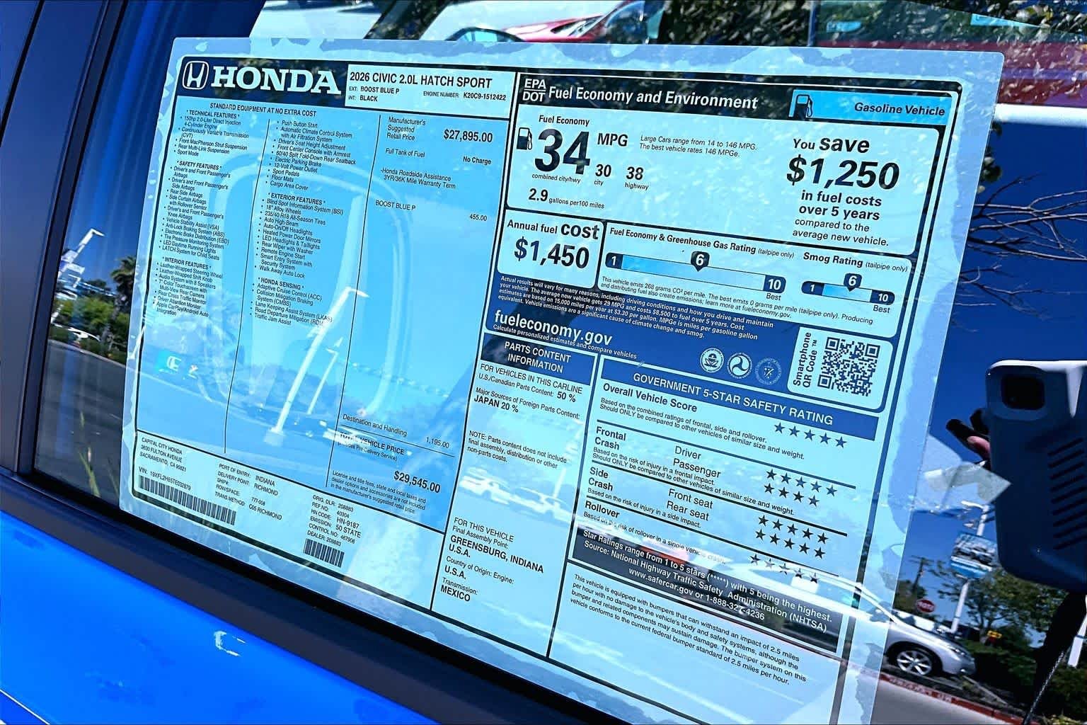 New 2026 Boost Blue Pearl Honda Sport image 21