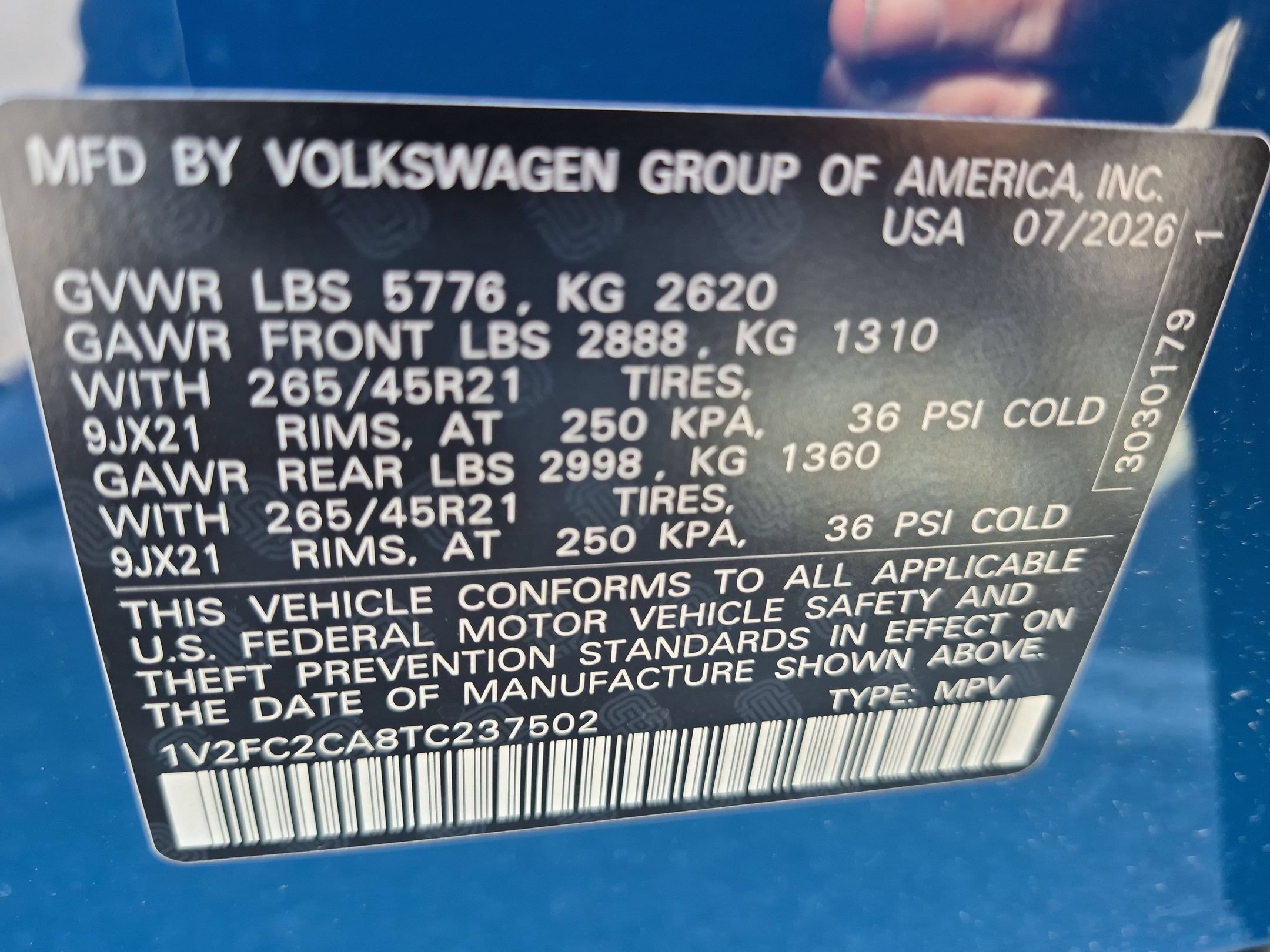 New 2026 Mountain Lake Blue Metallic Volkswagen 2.0T SEL Premium R-Line image 17