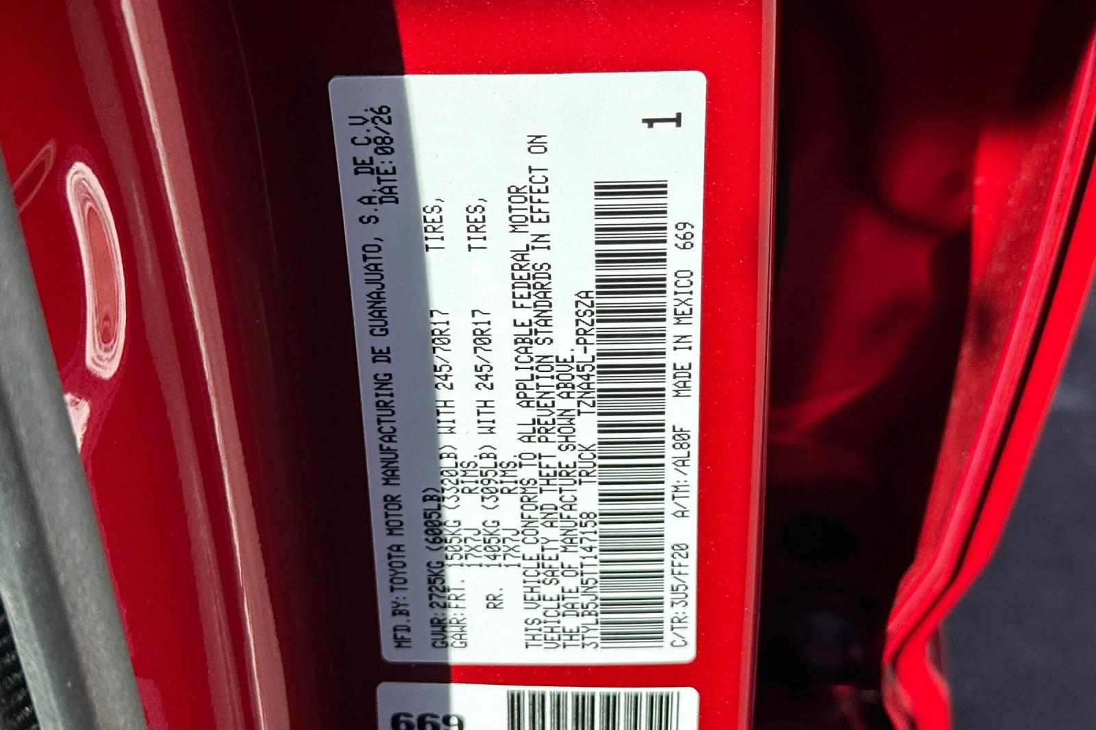 New 2026 Supersonic Red Toyota SR5 image 27