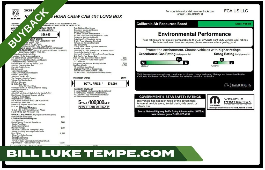 Used 2025 Bright White Clearcoat Ram Big Horn image 1