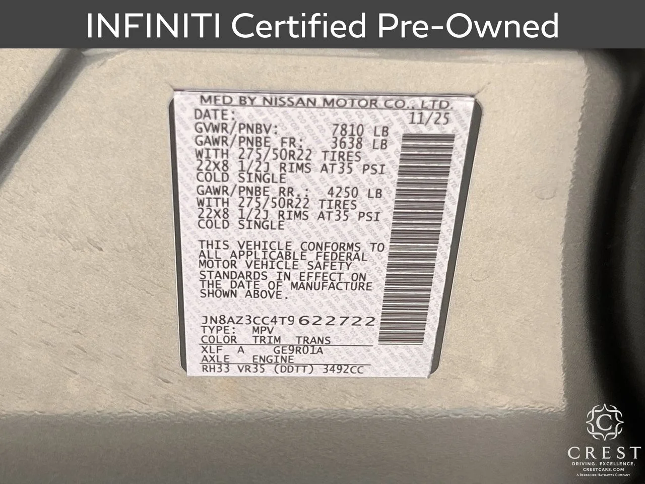 Certified Used 2026 Dynamic Metal Black Obsidian INFINITI AUTOGRAPH image 34