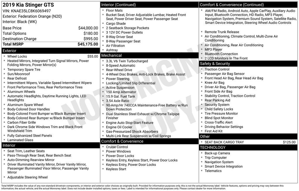 2019 Kia Stinger GTS