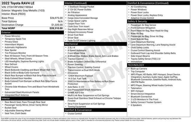 Used 2022 Gray Toyota LE image 9