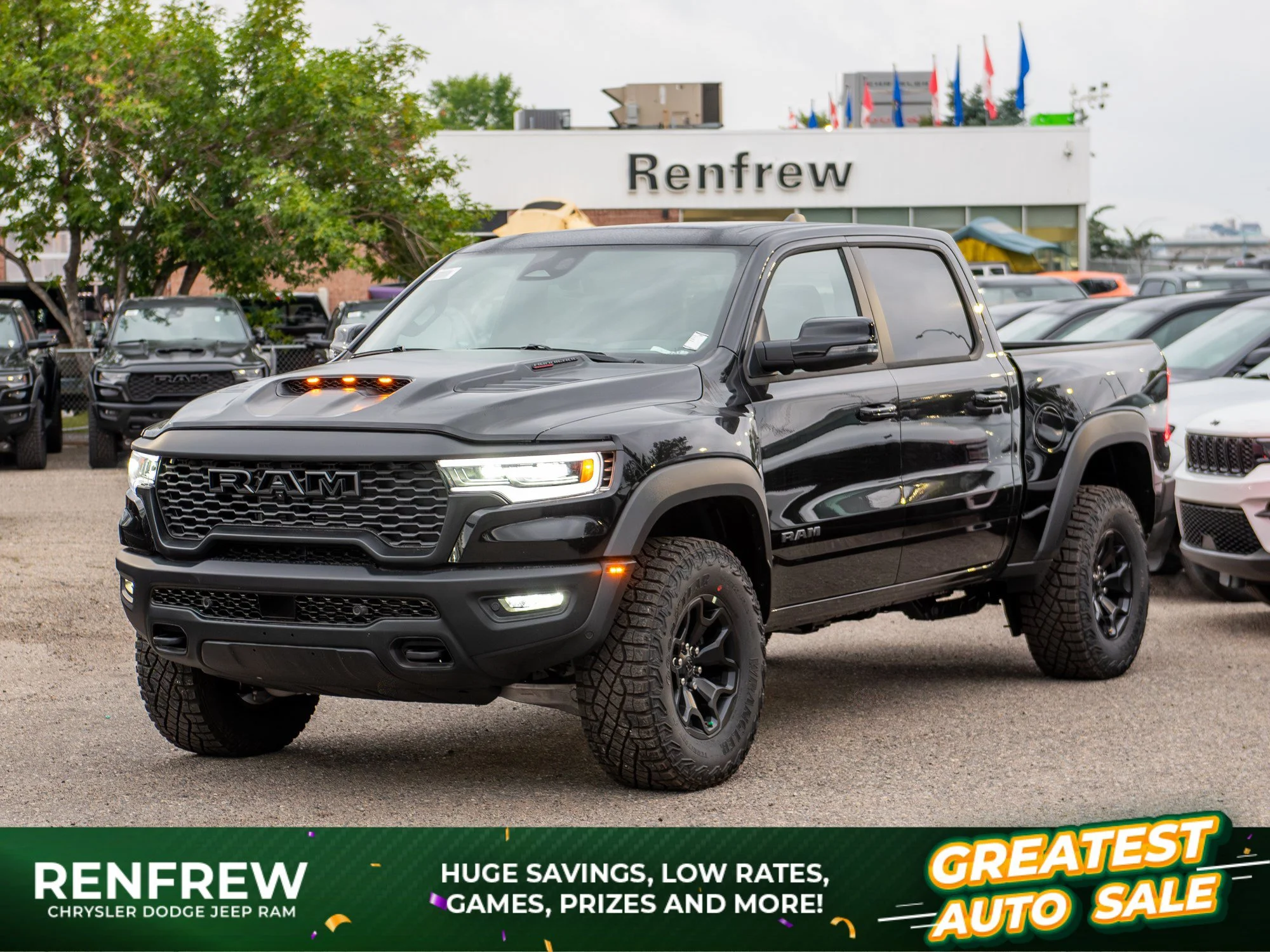 New 2026 Black RAM RHO* Crew Cab 4x4, 540 HORSEPOWER, Massage Seats, Head-Up Display image 1