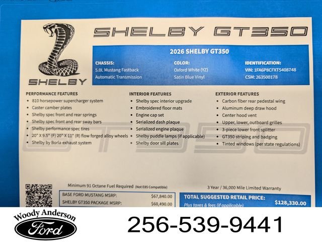 New 2026 Oxford White Ford GT Premium Shelby GT 350 image 15