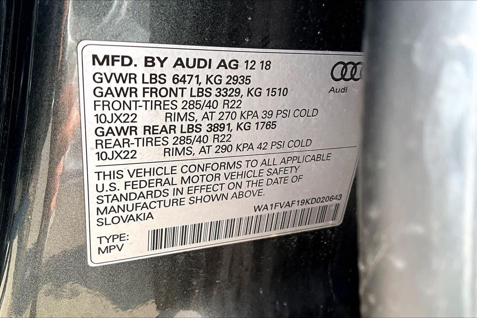 Used 2019 Daytona Gray Pearl Effect Audi Prestige image 33