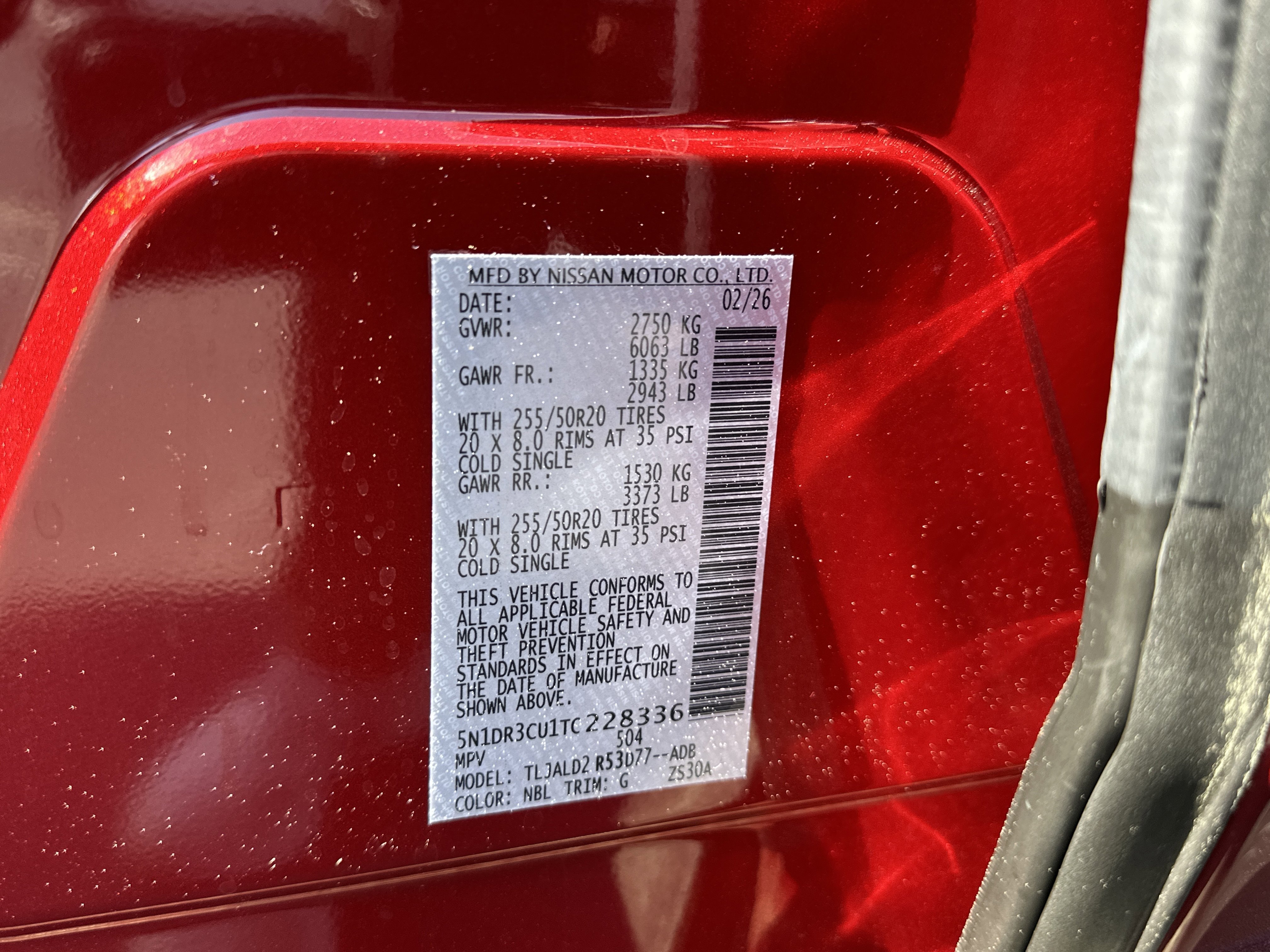 New 2026 Scarlet Ember Tintcoat Nissan SL image 20