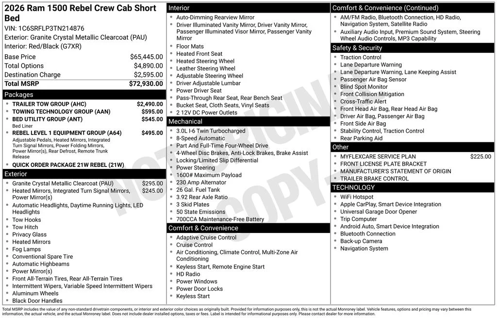 New 2026 Granite Crystal Metallic Clear-Coat Exterior Paint RAM Rebel image 6