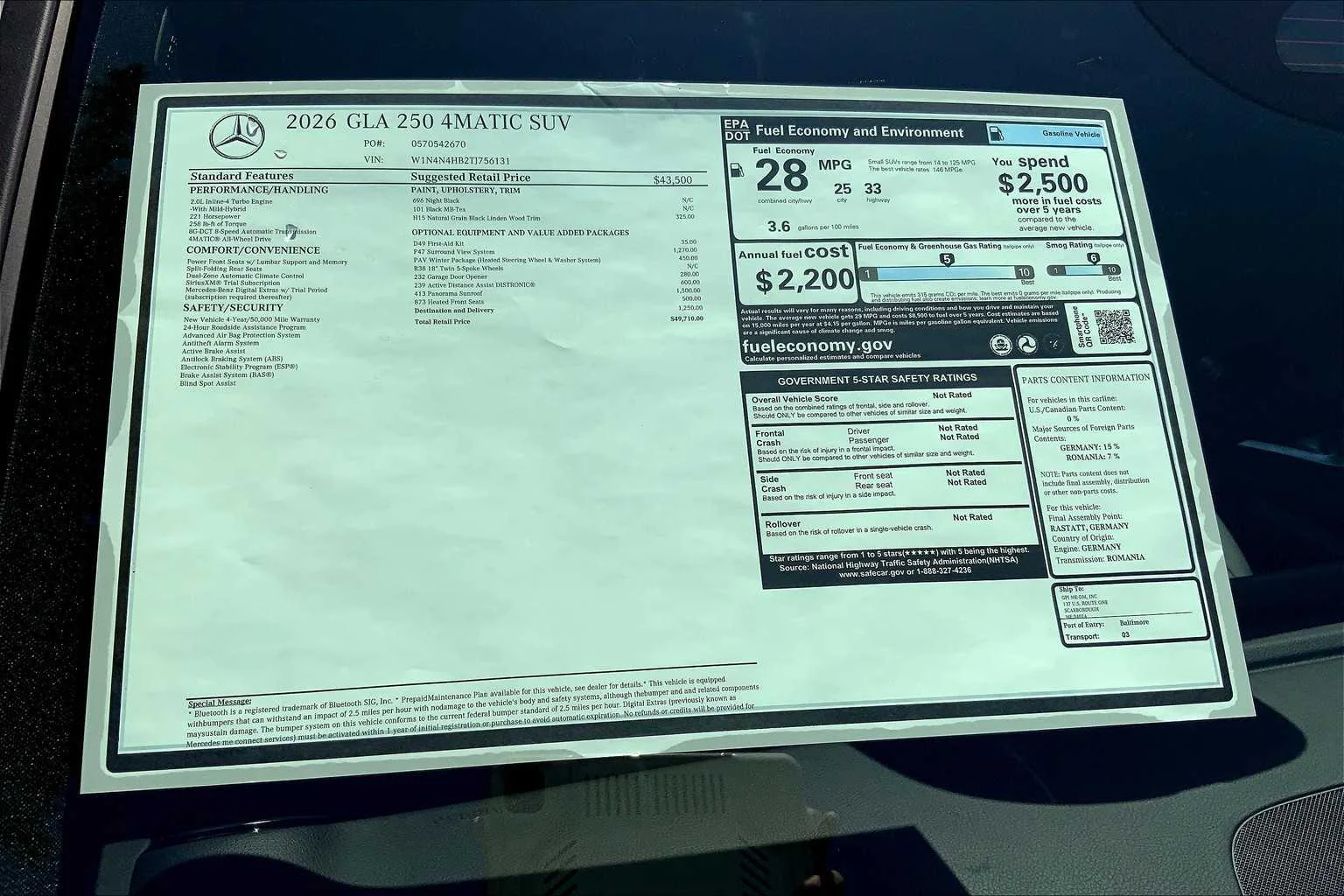 Certified Used 2026 Night Black Mercedes-Benz GLA 250 image 26