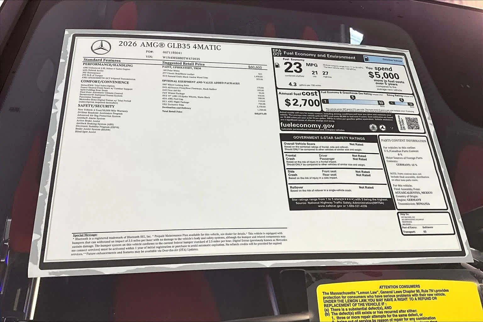 New 2026 Polar White Mercedes-Benz AMG® GLB 35 image 18