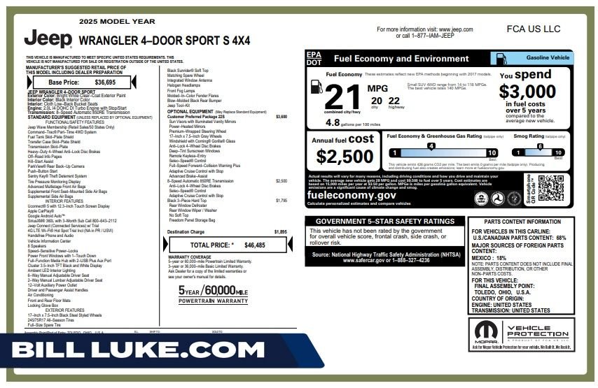 Certified Used 2025 White Jeep Sport S image 1