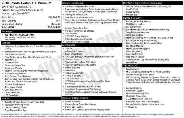 Certified Used 2018 MIDNIGHT BLACK METALLIC Toyota  image 7
