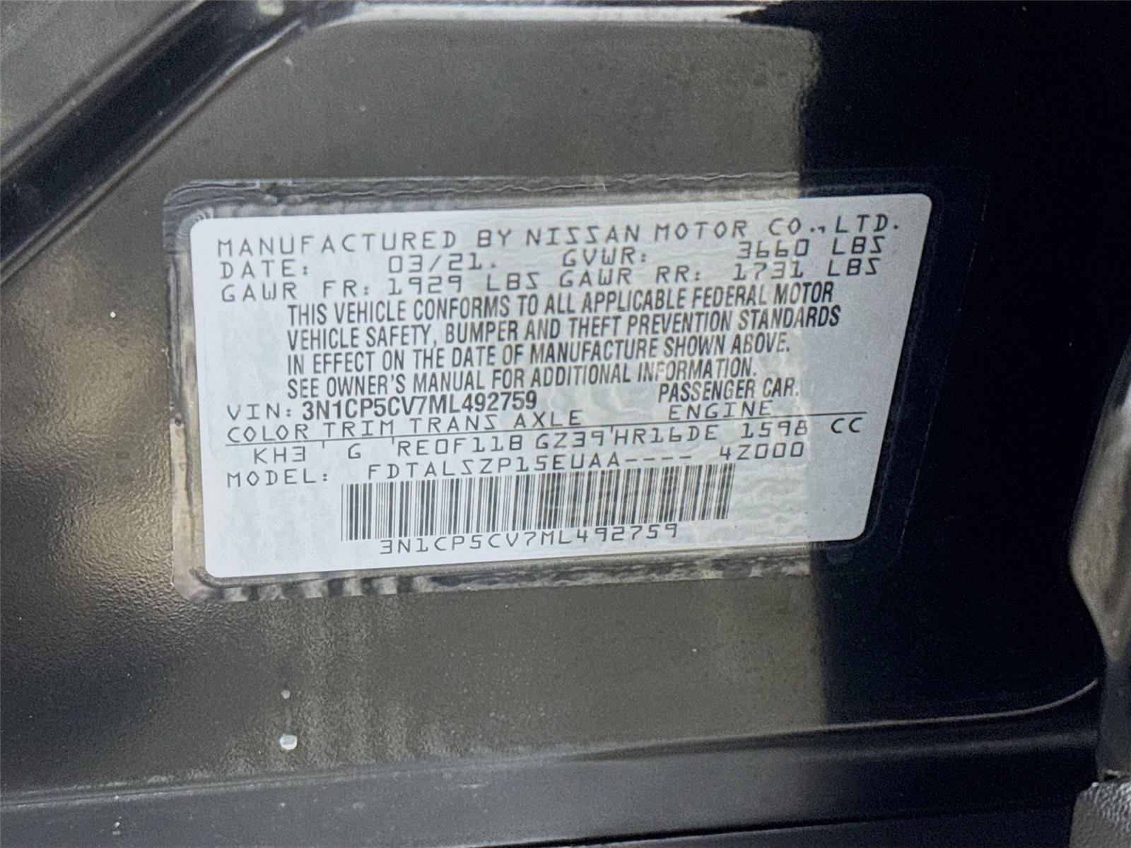 Used 2021 Super Black Nissan SV image 29