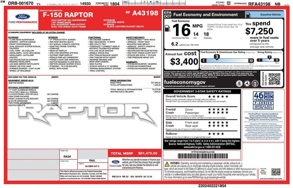 Used 2024 Oxford White Ford Raptor image 3