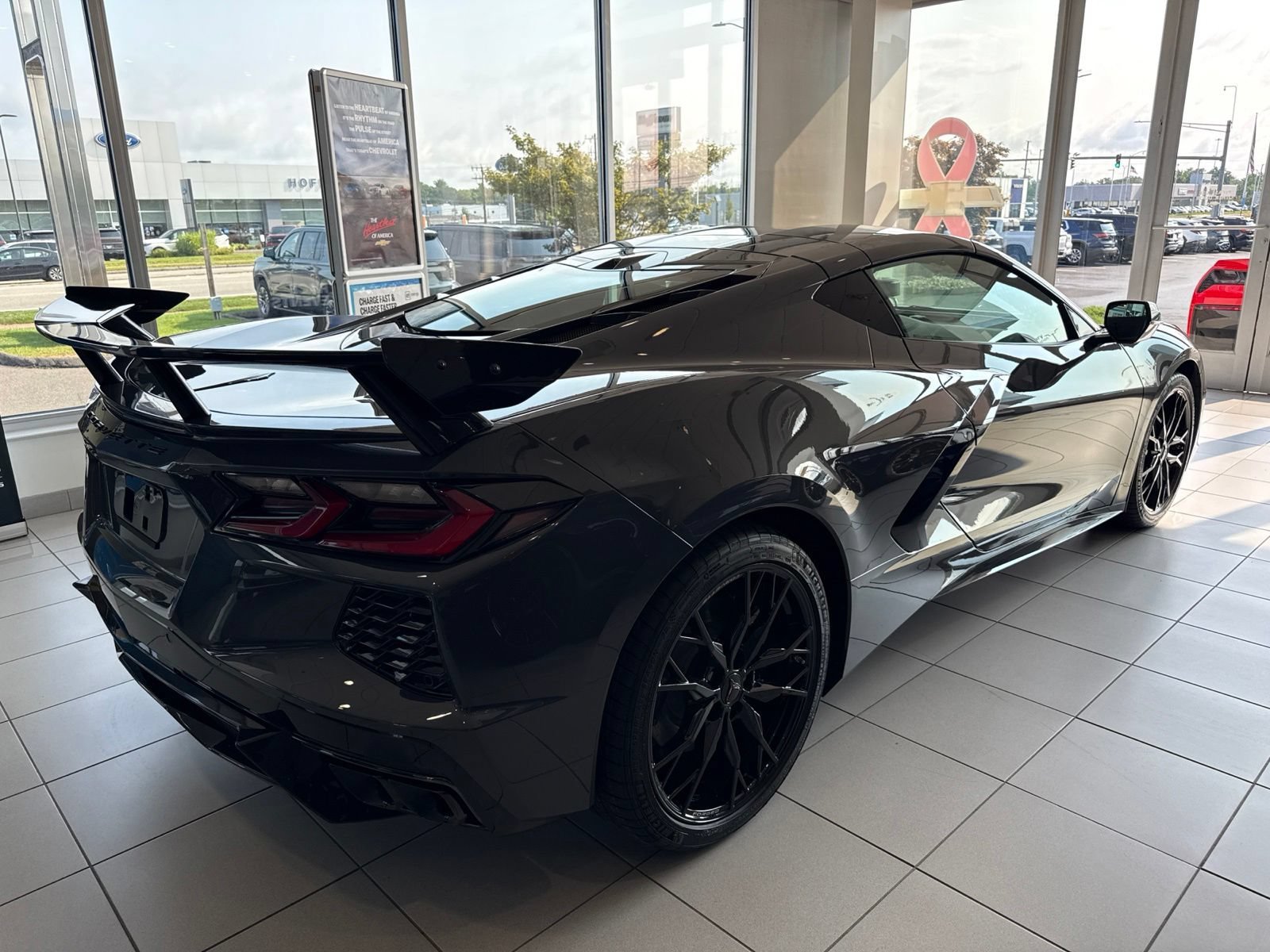 New 2027 Pitch Gray Metallic Chevrolet 1LT with Carbon Flash High Wing Spoiler - Gloss Black Wheels image 6