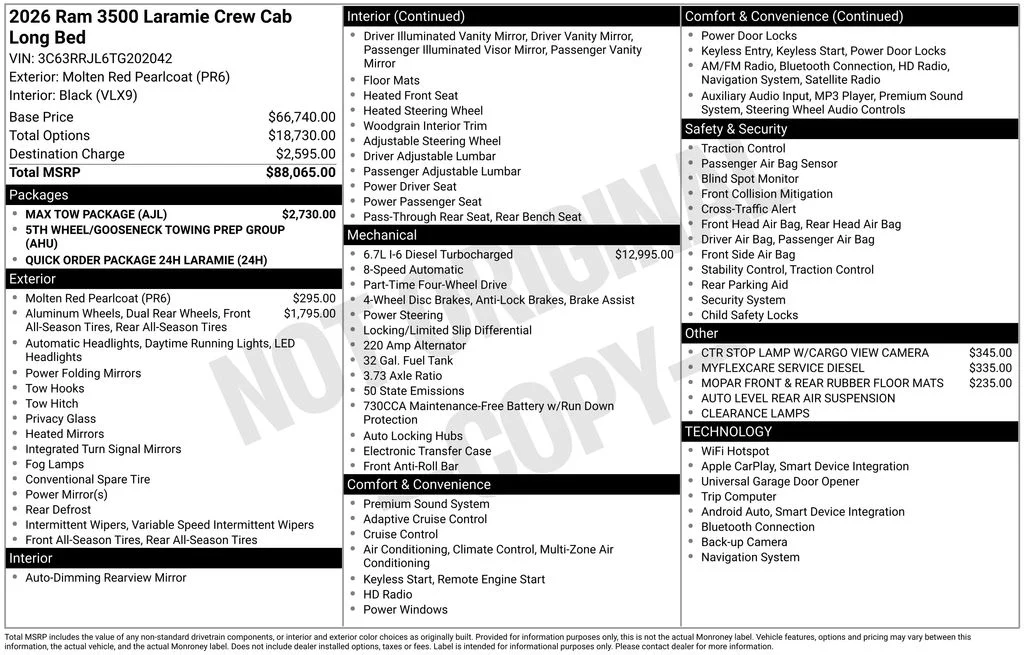 New 2026 Molten Red Pearl-Coat Exterior Paint RAM Laramie image 5