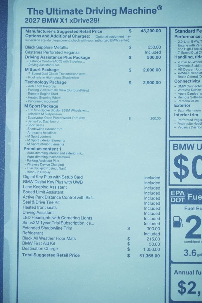 New 2027 Black Sapphire Metallic BMW xDrive28i image 8