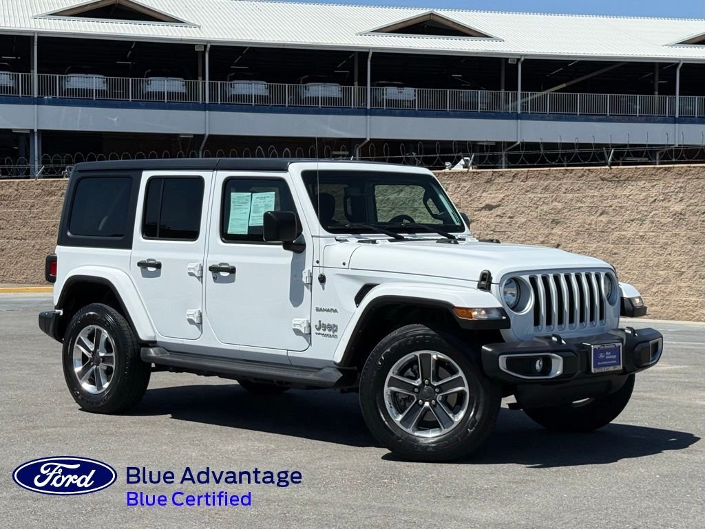 Certified Used 2022 Bright White Clearcoat Jeep Unlimited Sahara image 1