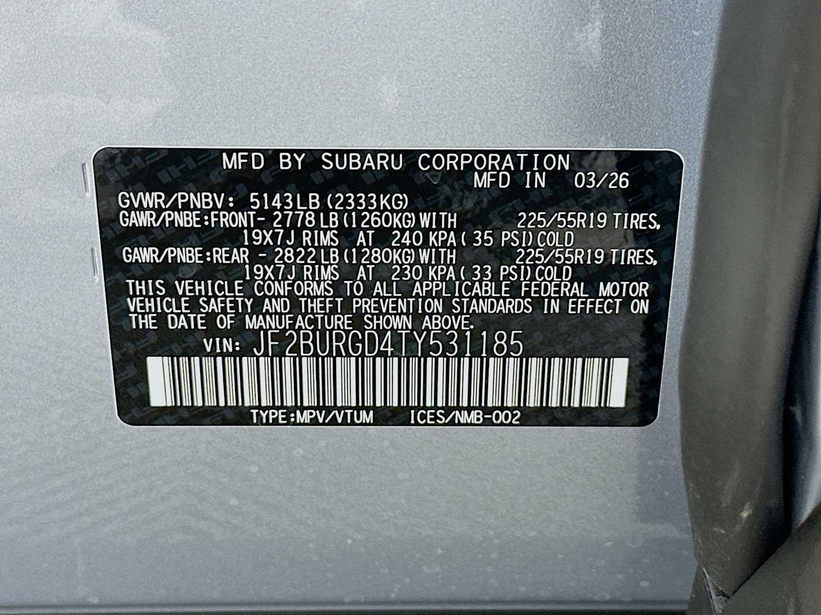New 2026 ICE SILVER METALLIC Subaru Limited XT image 31
